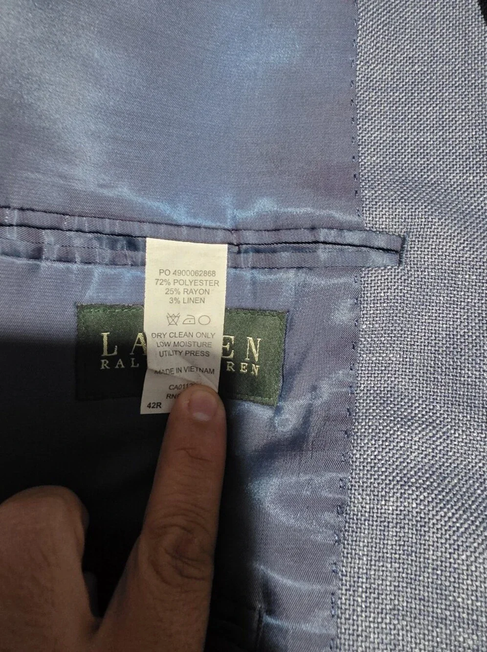 Lauren Ralph Lauren Light Blue  Men's Suit Jacket Size 42R
